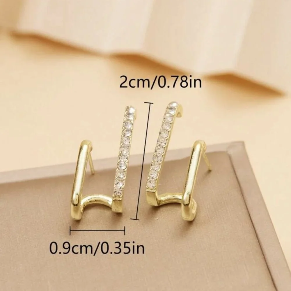 UNIQUE YELLOW GOLD AND SILVER EARRINGS FOR WOMEN - Picture 3 of 4